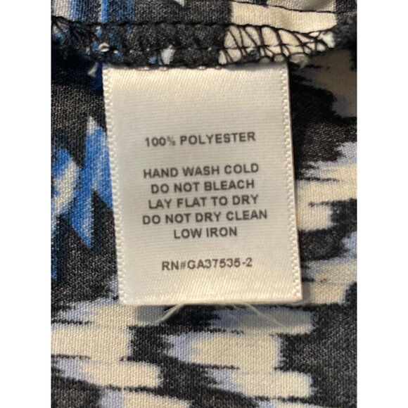 Monteau Women's Blue & Black Aztec Print Open Front Kimono Cardigan Size M - Picture 8 of 8